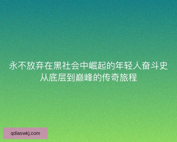 永不放弃在黑社会中崛起的年轻人奋斗史从底层到巅峰的传奇旅程
